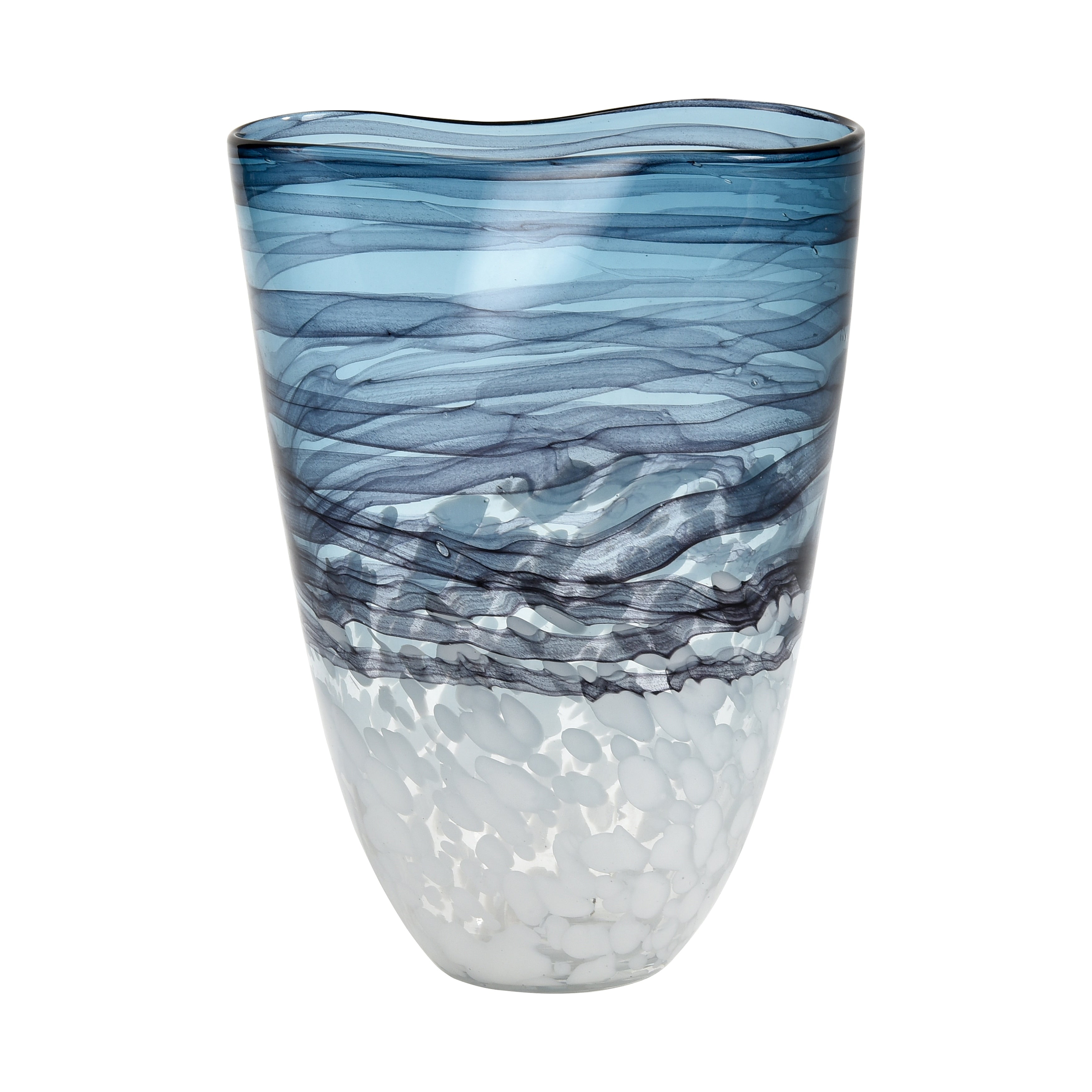 Atlas Seaforth Blue And White Glass Vase