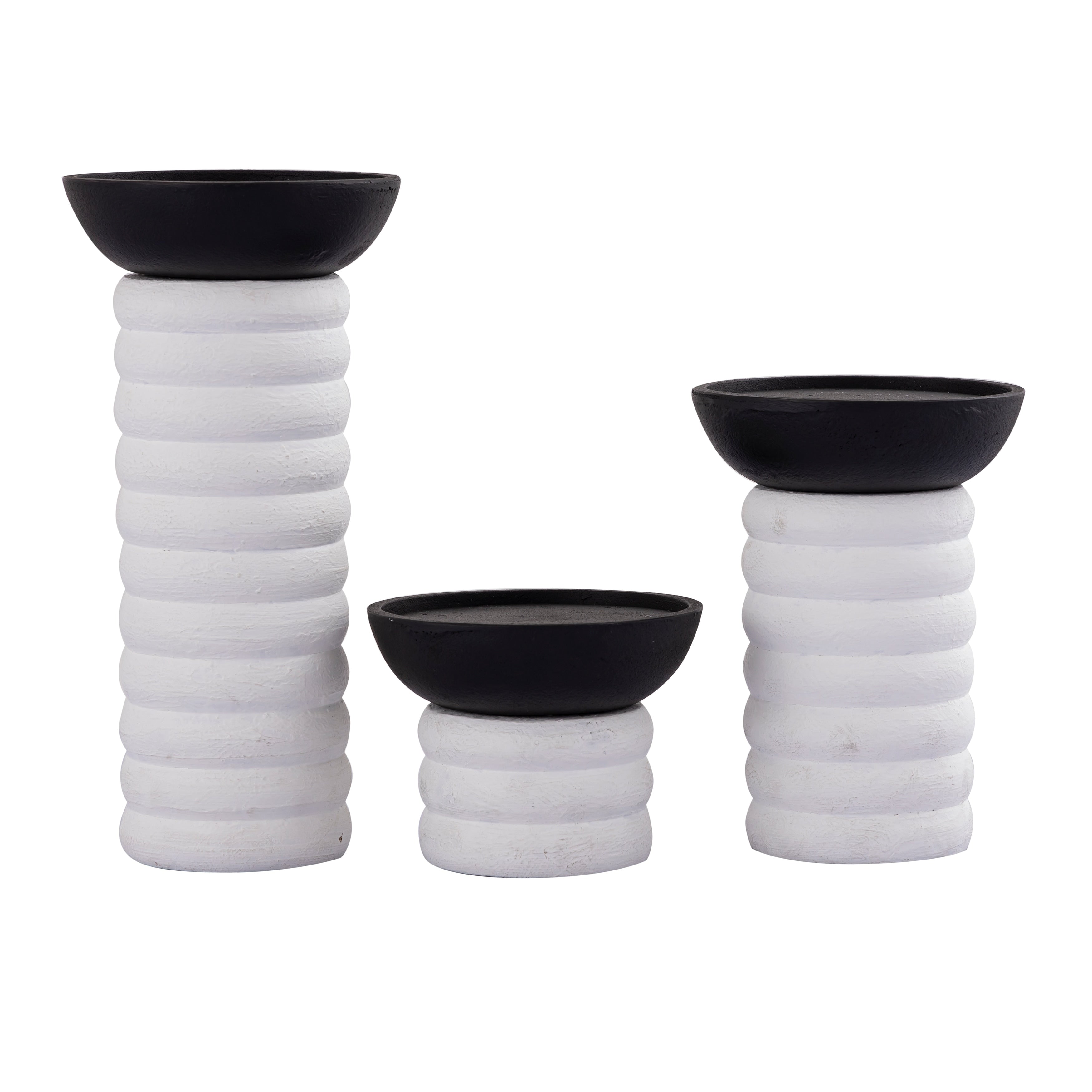 Atlas Stack Set Of 3 Metal Pillar Candle Holder 10 Inch H