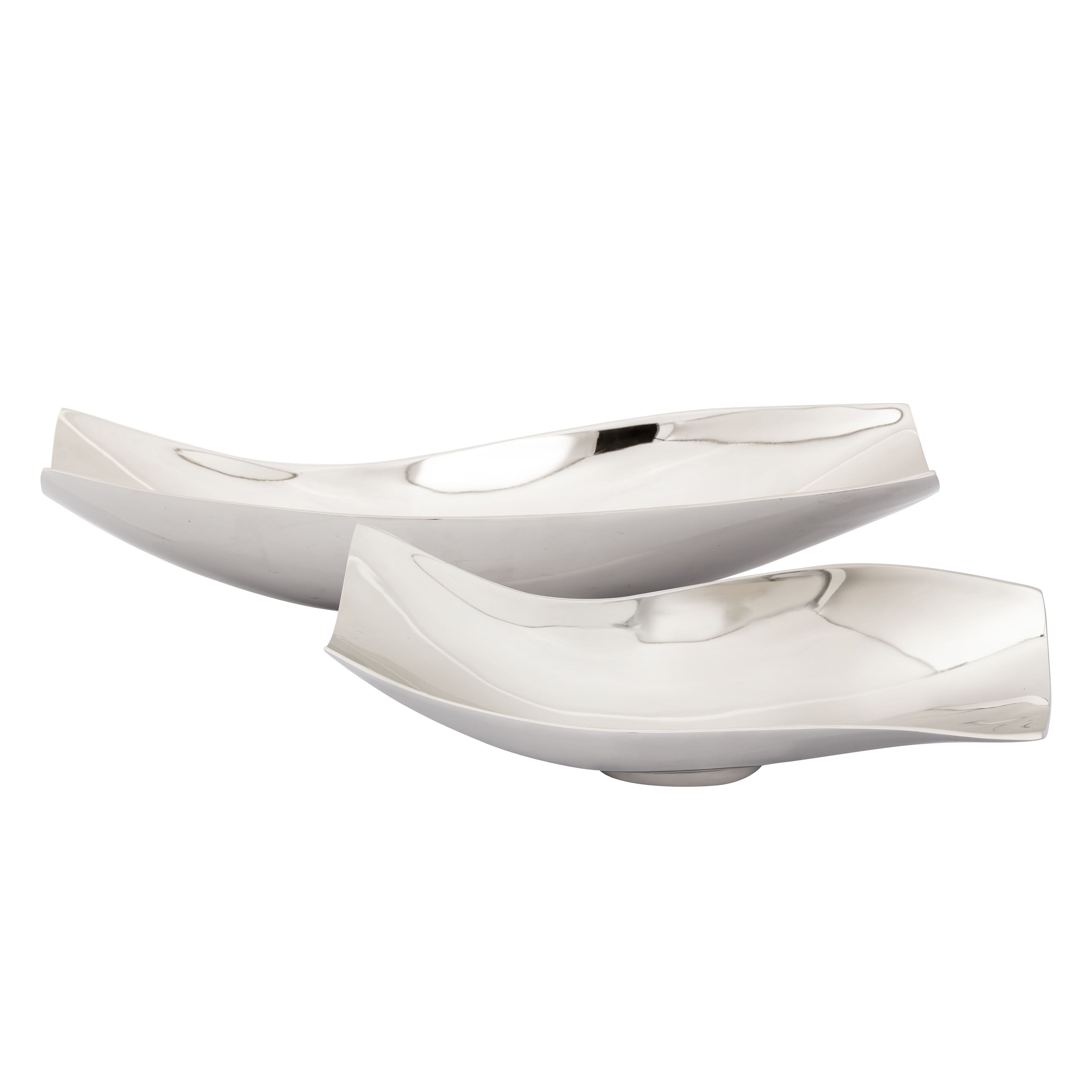Atlas Sway Set Of 2 Polished Silver Bowls 22 Inch Wide