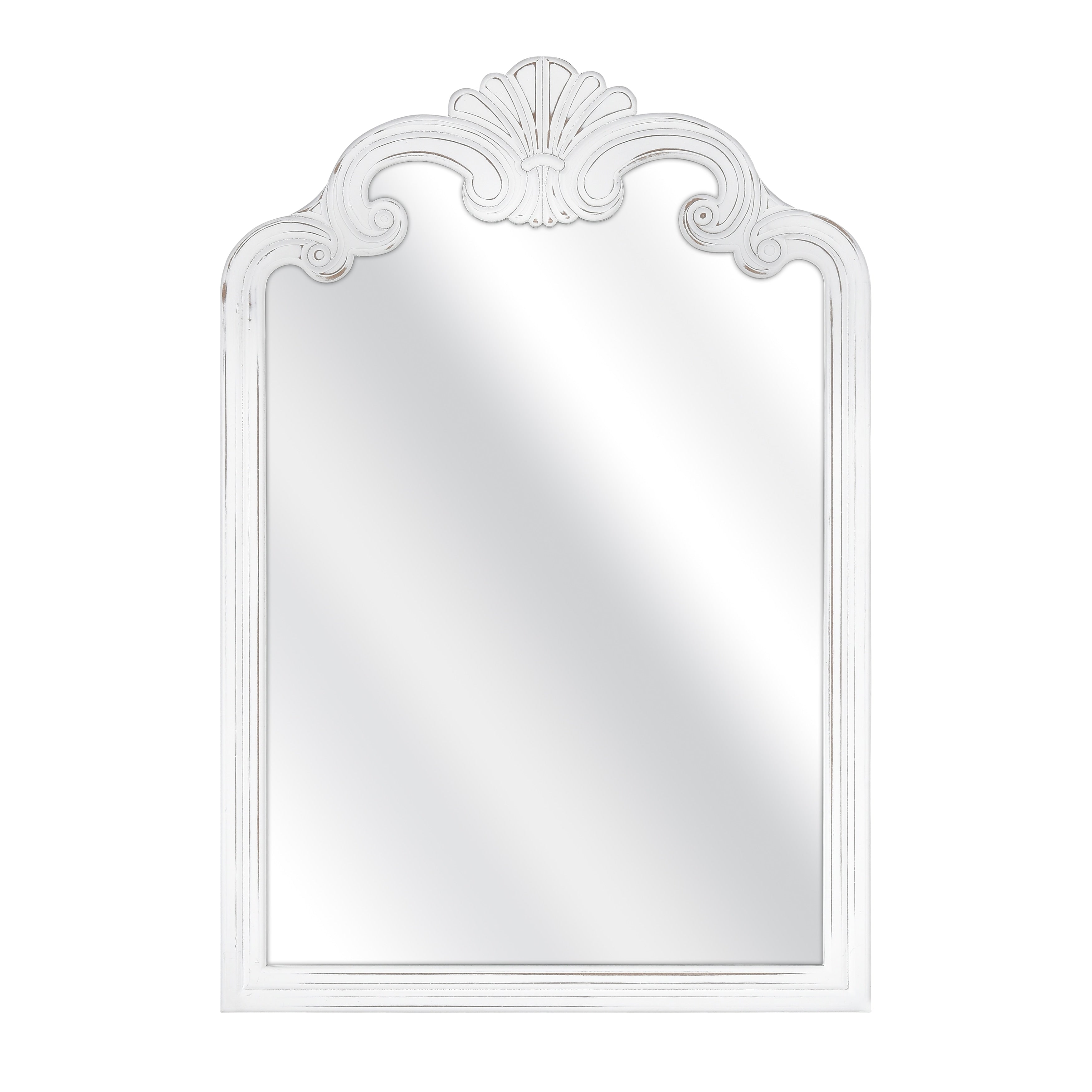 Atlas Terry Distressed White Wood Wall Mirror 36.5 Inch High