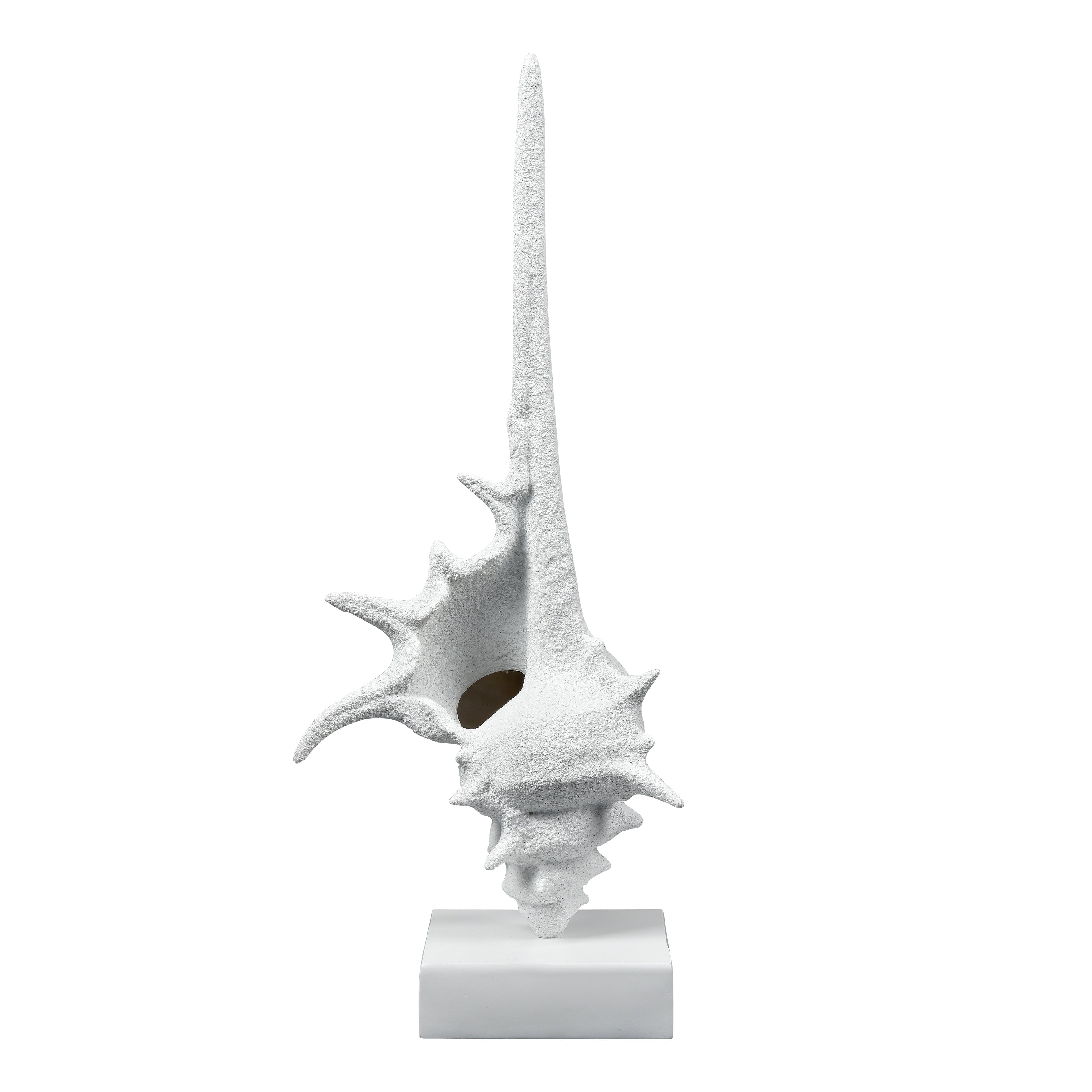 Atlas Tigertail Shell Textured White Resin Sculpture 30 Inch Tall