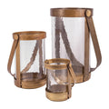 Atlas Tonal Set Of 3 Pillar Candle Holder Antique Brass 14 Inch H
