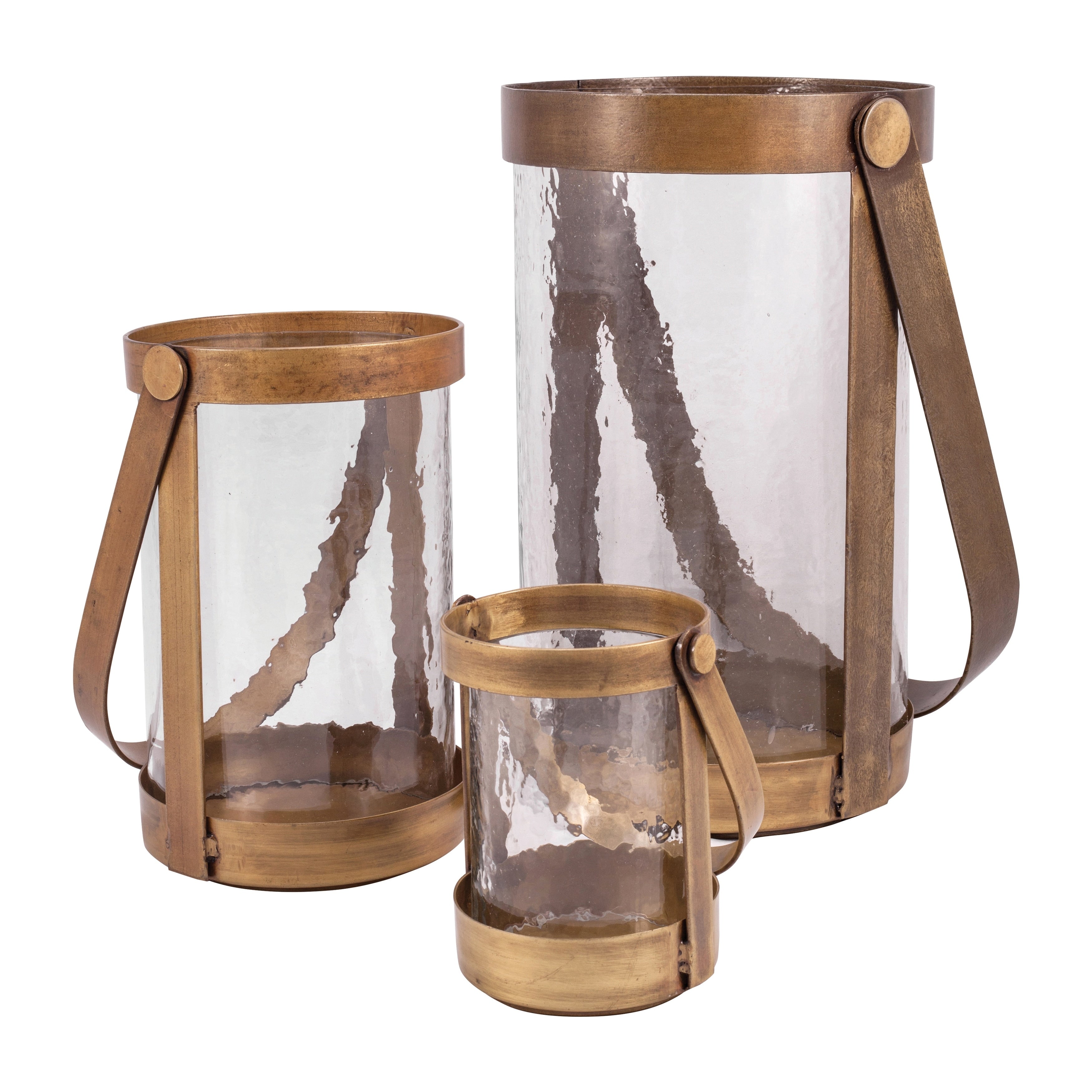Atlas Tonal Set Of 3 Pillar Candle Holder Antique Brass 14 Inch H