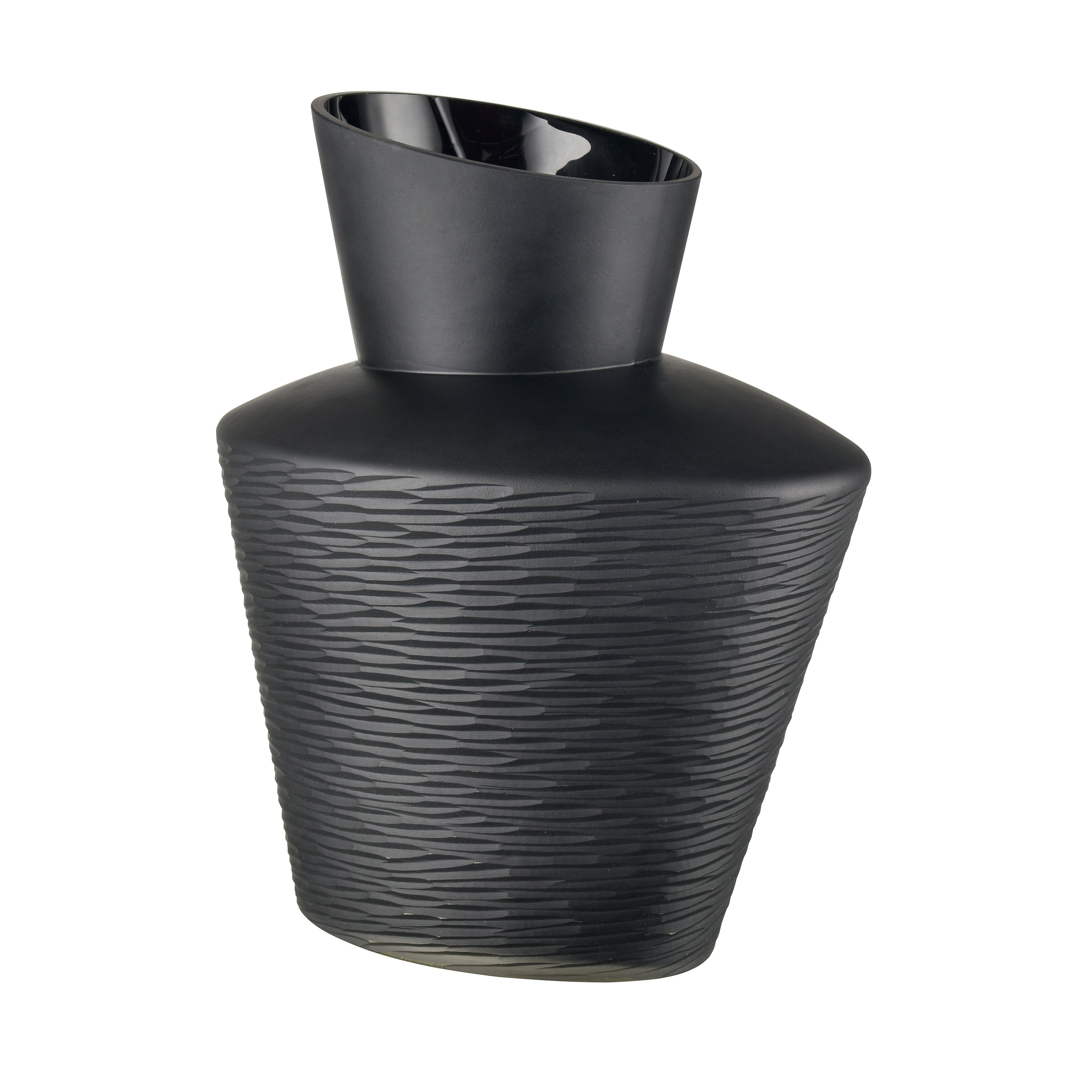 Atlas Tuxedo Etched Glass Decorative Vase
