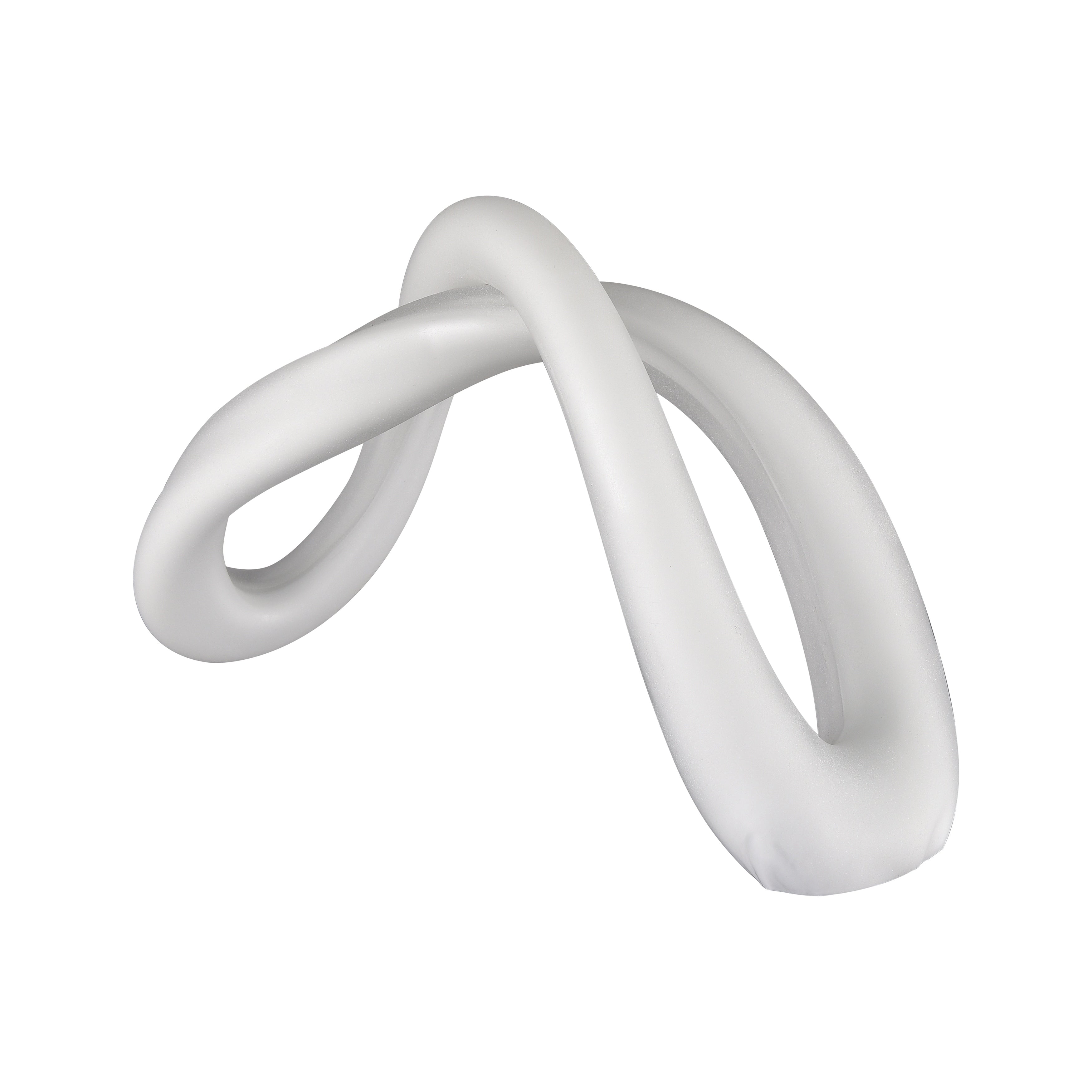 Atlas Twisted Decorative White Art Glass Infinity Knot 11.25 Inch Wide
