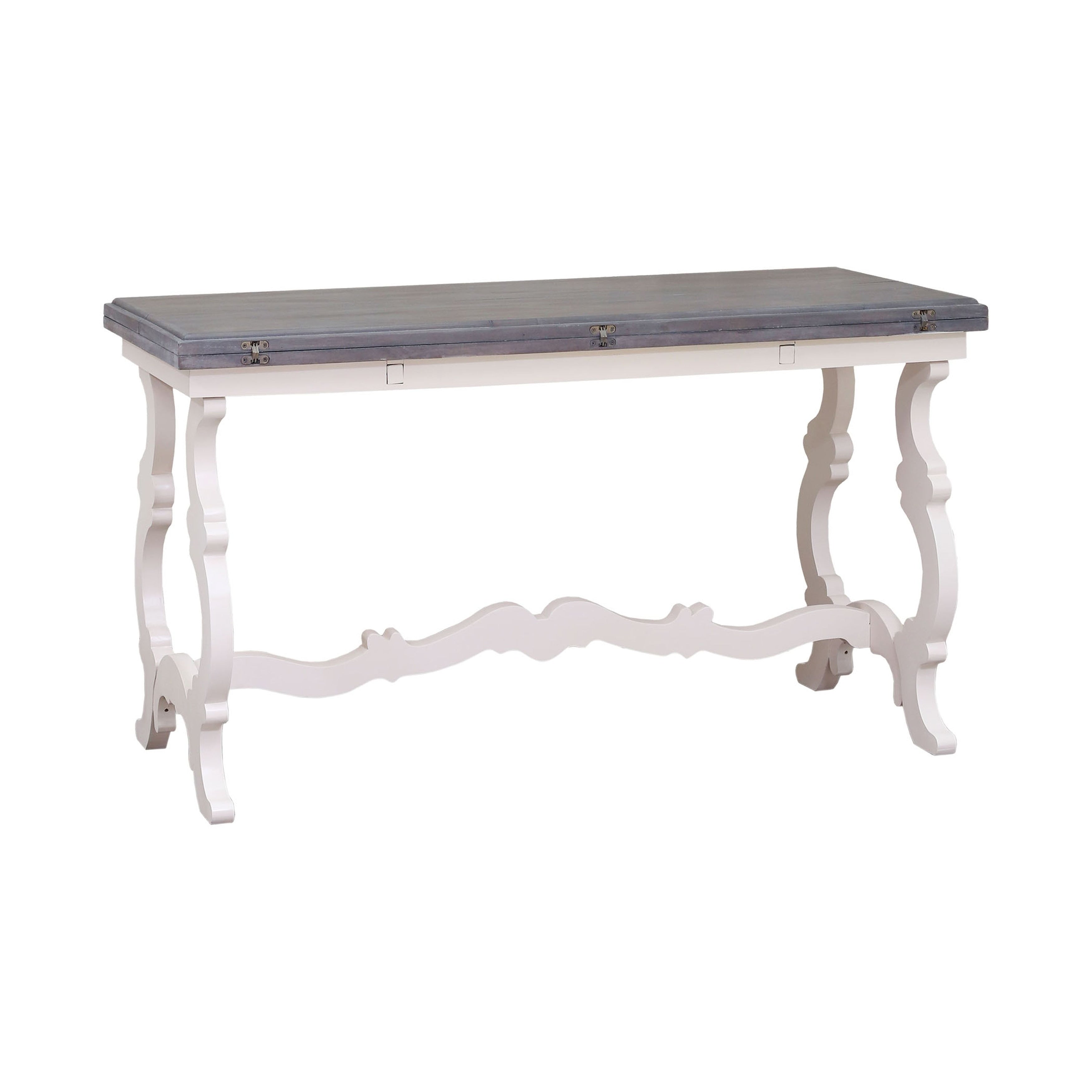 Atlas Volumn White Finish Smoke Grey Topped Console Table 54 Inch W
