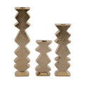 Atlas Zig Zag Set Of 3 Tapered Candle Holder Aged Brass 12 Inch H