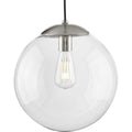 Atwell Collection 1 Light Clear Glass Brushed Nickel Large Pendant 12 In X 12 In X 12.5 In