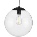 Atwell Collection 1 Light Clear Glass Matte Black Large Pendant 12 In X 12 In X 12.5 In