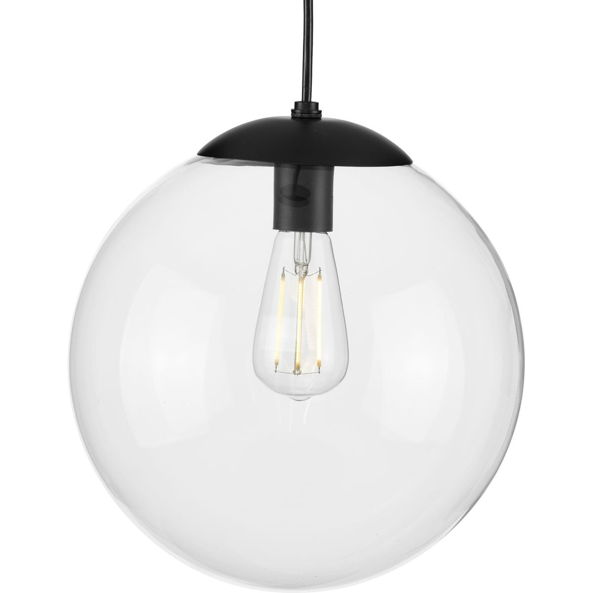 Atwell Collection 1 Light Clear Glass Matte Black Large Pendant 12 In X 12 In X 12.5 In