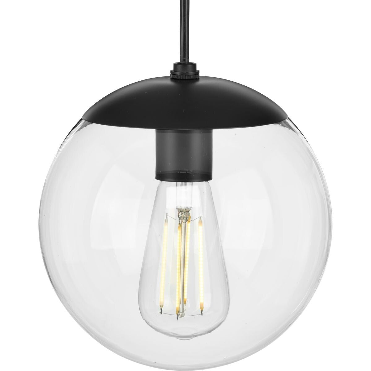 Atwell Collection 1 Light Clear Glass Matte Black Small Pendant 8 In X 8 In X 8.75 In