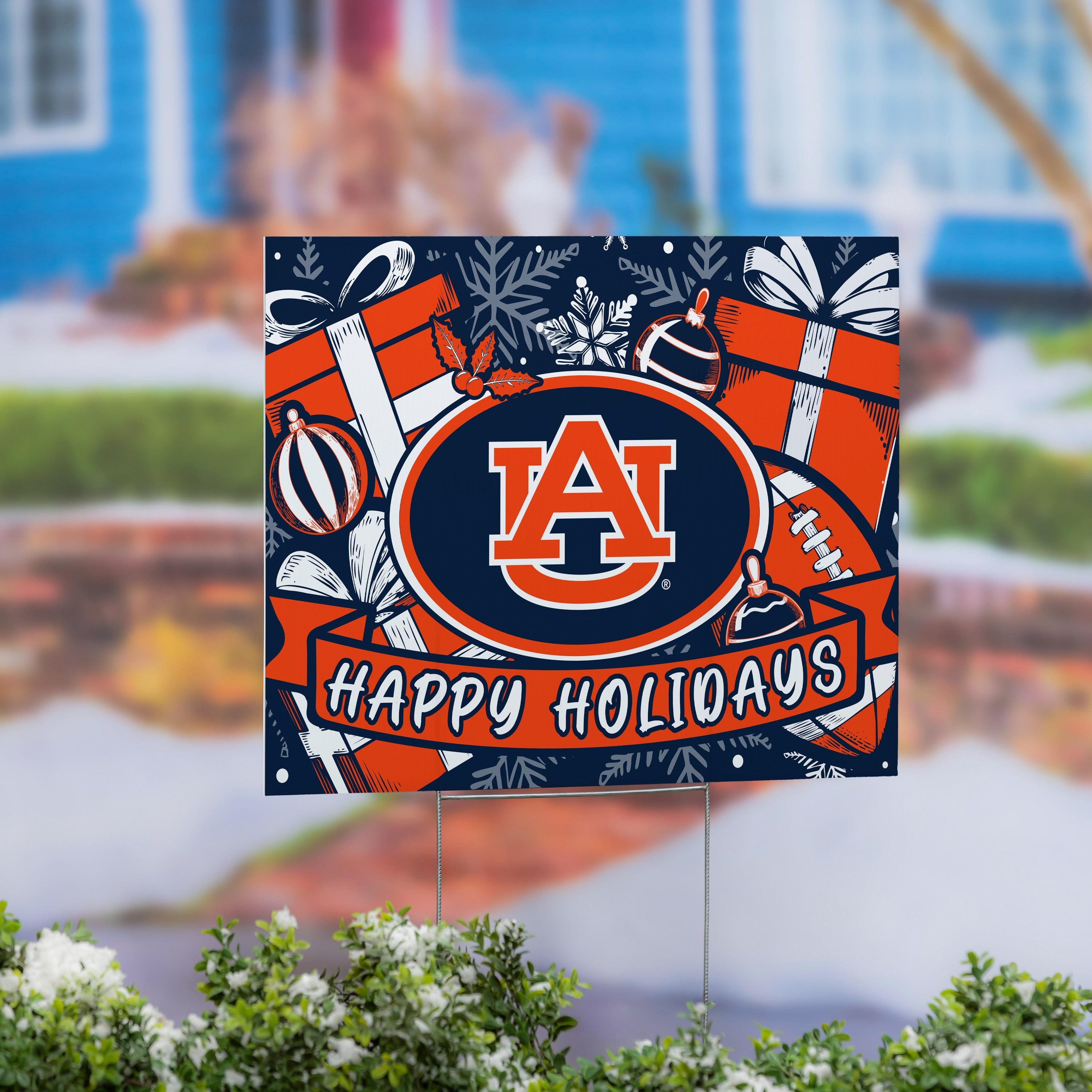 Auburn University Yard Sign Happy Holidays 24 X 18