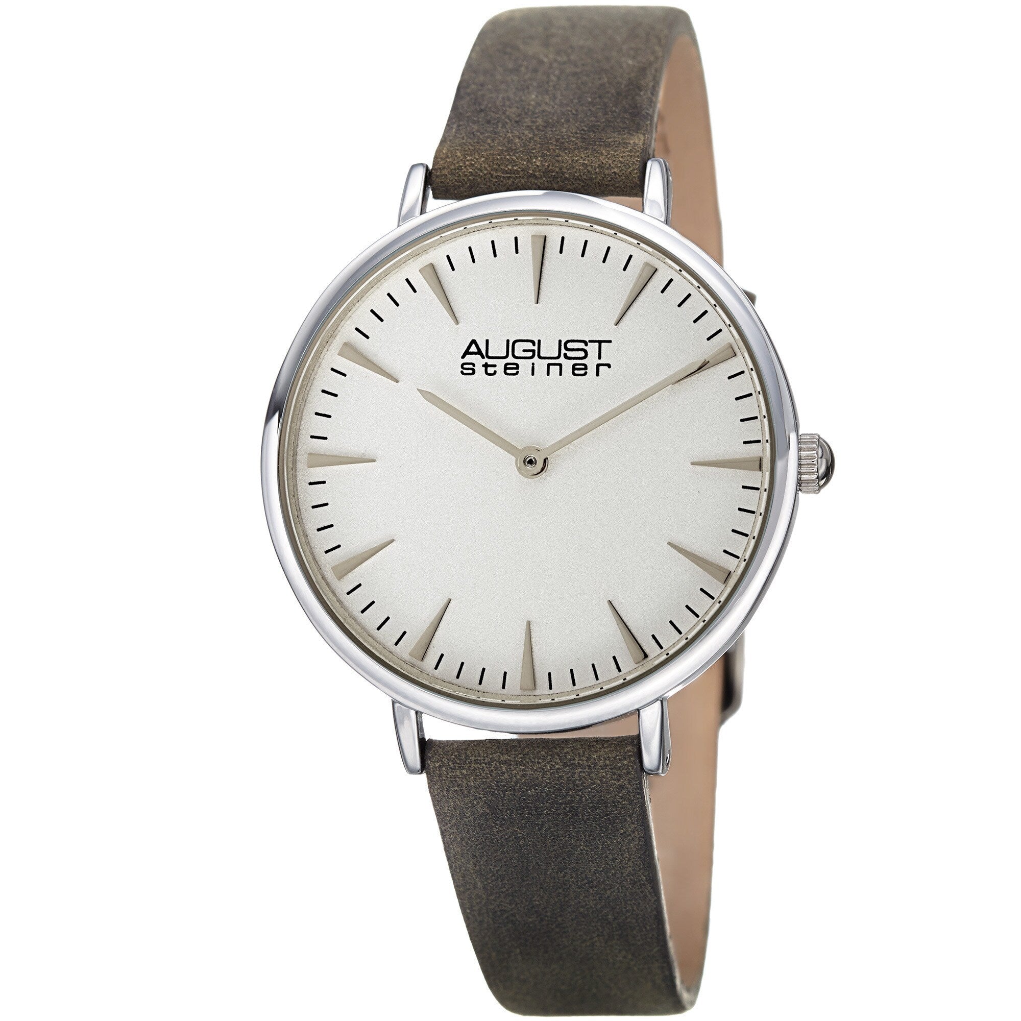 August Steiner Classic Womens Quartz Crazy Horse Leather Grey Strap Watch