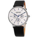 August Steiner Mens Date Multifunction Black Leather Strap Watch