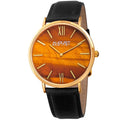 August Steiner Mens Quartz Easy To Read Gold Tone Leather Strap Watch