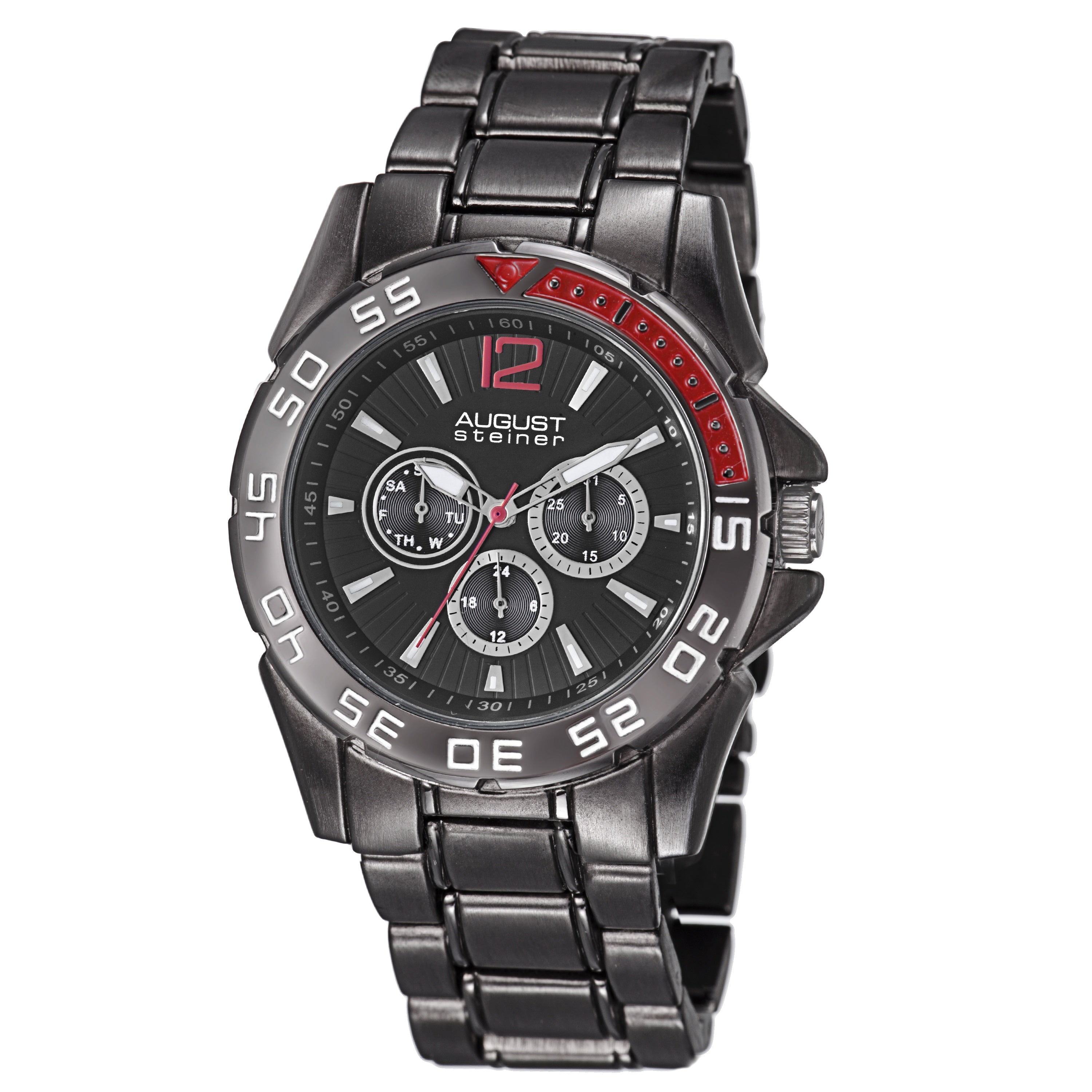August Steiner Mens Quartz Multifunction Black Bracelet Watch