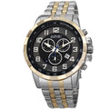 August Steiner Mens Swiss Quartz Chronograph Stainless Steel Two Tone Bracelet Watch