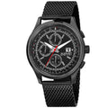 August Steiner Mens Swiss Quartz Dual Time Multifunction Stainless Steel Mesh Black Bracelet Watch