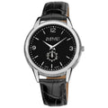 August Steiner Mens Swiss Quartz Leather Silver Tone Strap Watch