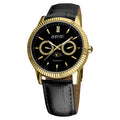 August Steiner Mens Swiss Quartz Multifunction Diamond Leather Black Strap Watch
