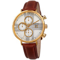 August Steiner Mens Swiss Quartz Multifunction Dual Time Leather Gold Tone Strap Watch