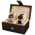 August Steiner Mens Swiss Quartz Multifunction Stainless Steel Canvas Strap Bracelet Watch Set