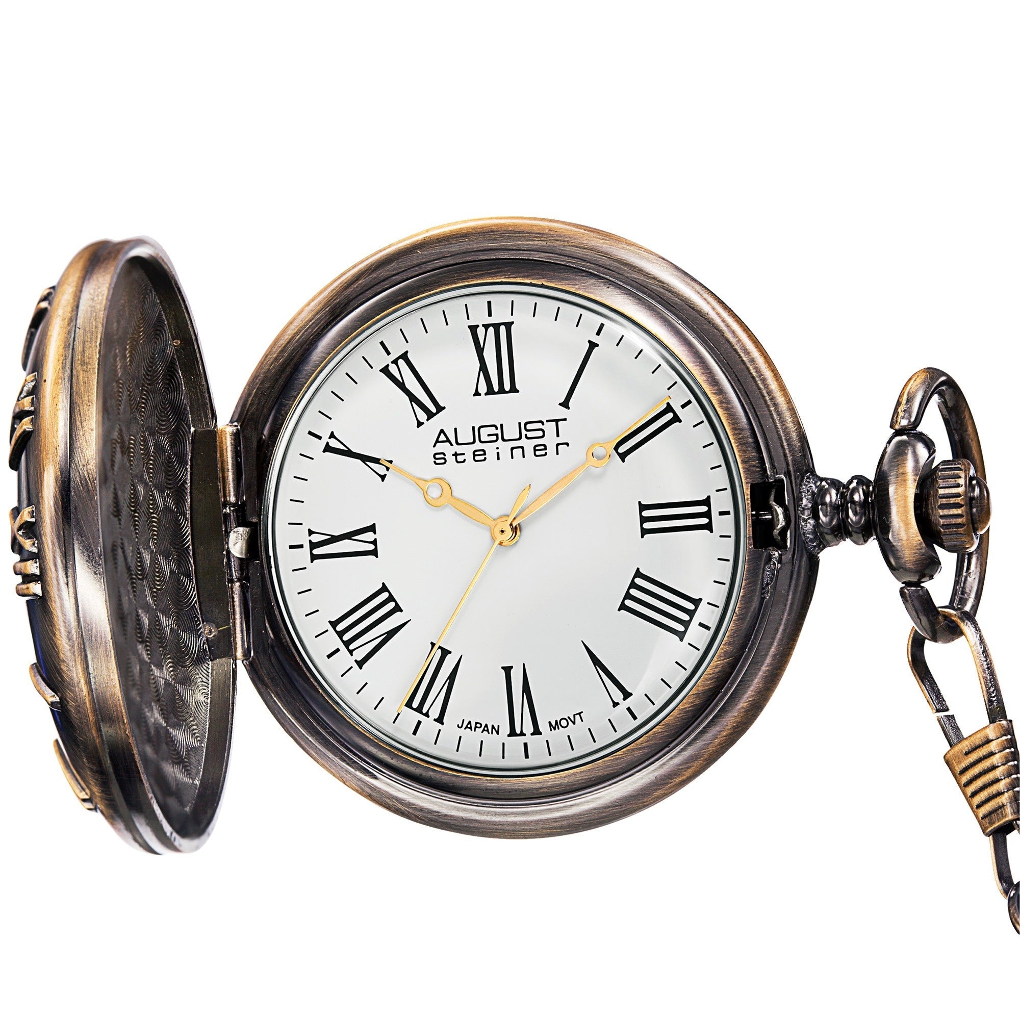 August Steiner Mens Kennedy Half Dollar Antique Gold Tone Pocket Watch