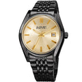 August Steiner Womens Date Sunray Stainless Steel Black Link Bracelet Watch