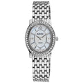 August Steiner Womens Dazzling Diamond Silver Oval Bracelet Watch
