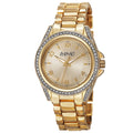 August Steiner Womens Quartz Crystal Accented Bezel Gold Tone Bracelet Watch