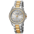 August Steiner Womens Quartz Crystal Accented Bezel Two Tone Bracelet Watch