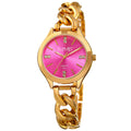 August Steiner Womens Quartz Diamond Gold Tone Pink Bracelet Watch