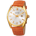 August Steiner Womens Quartz Easy To Read Orange Leather Strap Watch