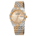 August Steiner Womens Quartz Swarovski Crystals Sunray Dial Two Tone Bracelet Watch Gold