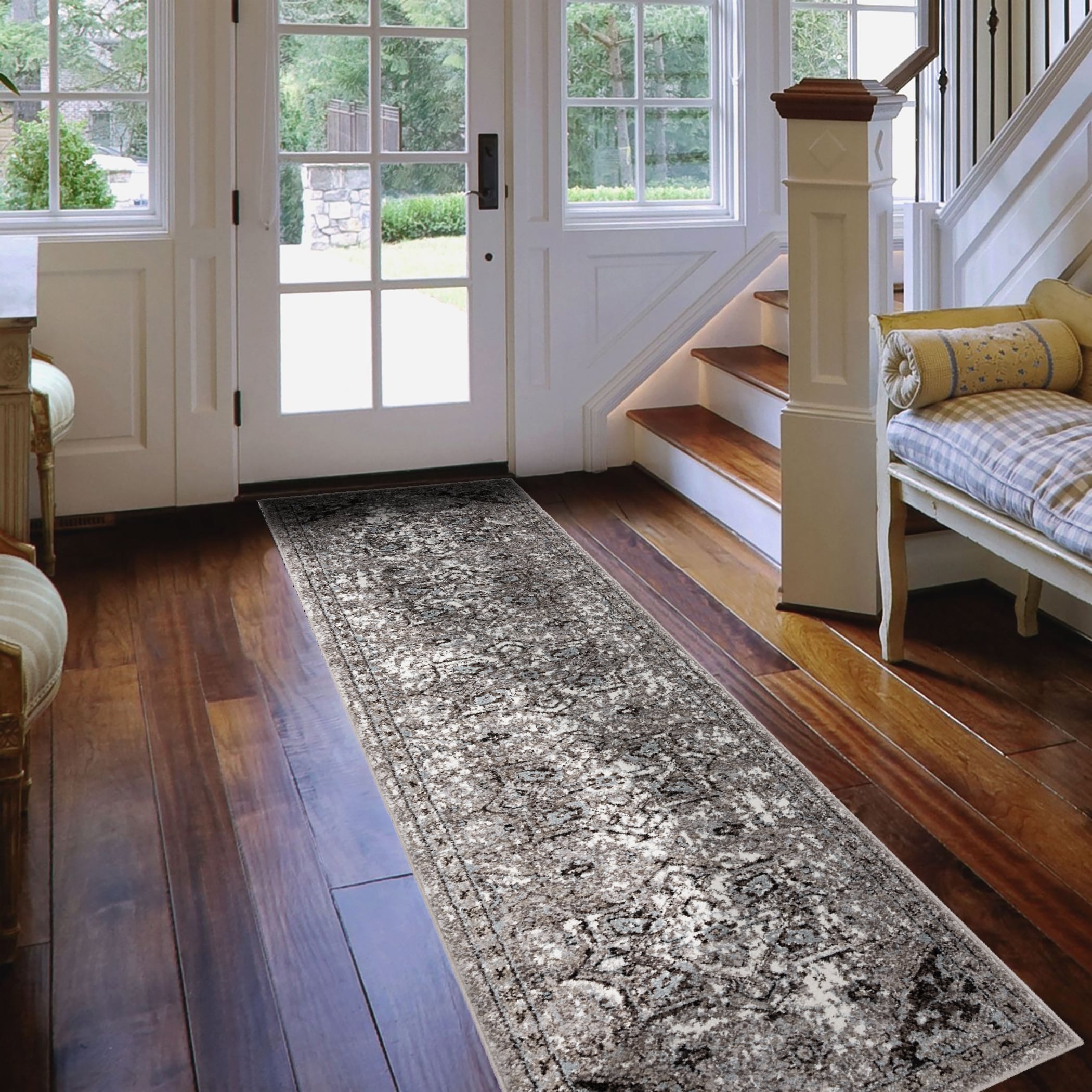 Aurelia Wilton Woven Transitional Dark Gray Runner Rug 2 X 6