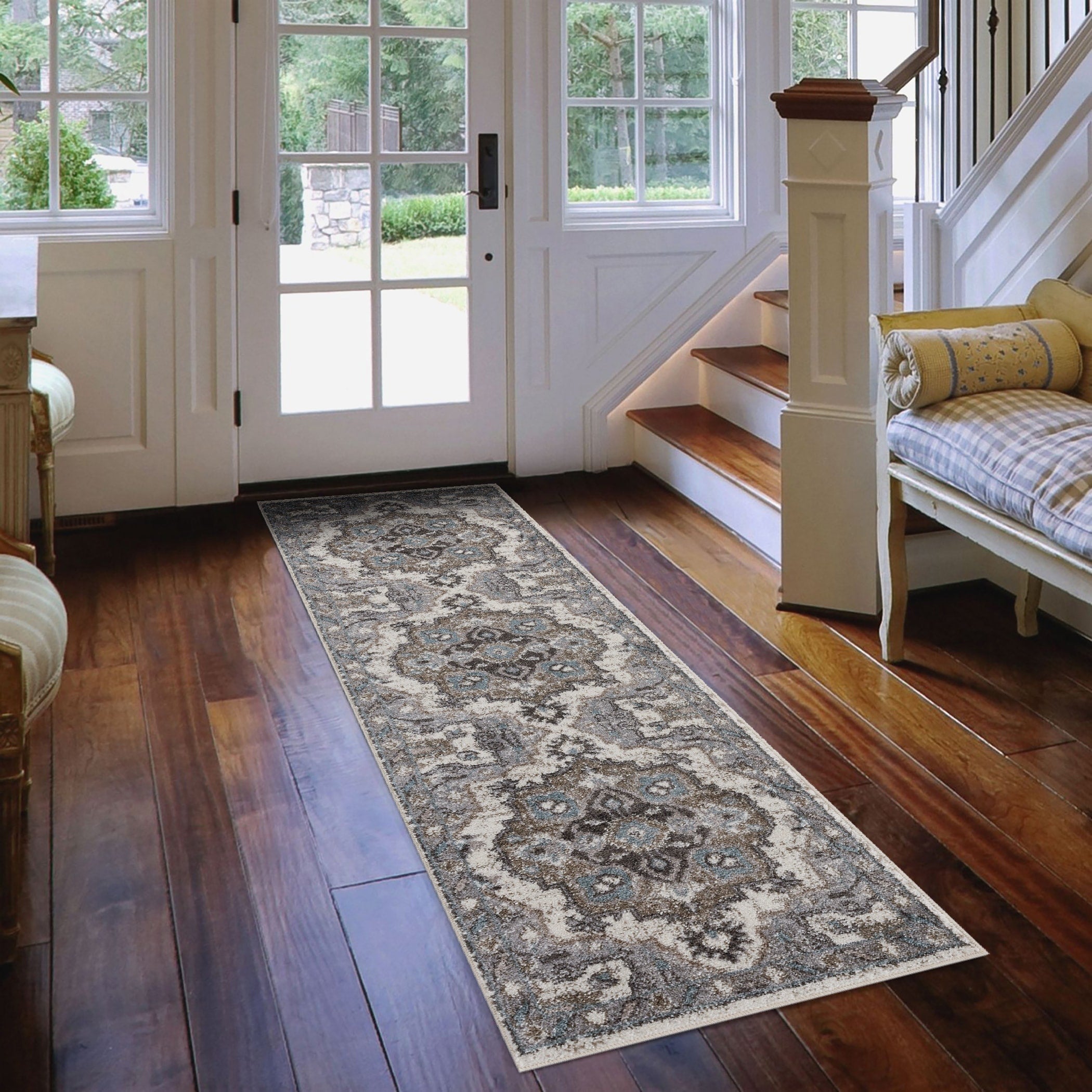 Wilton Woven Aurelia Stone Gray Traditional Medallion Rug 4 X 6