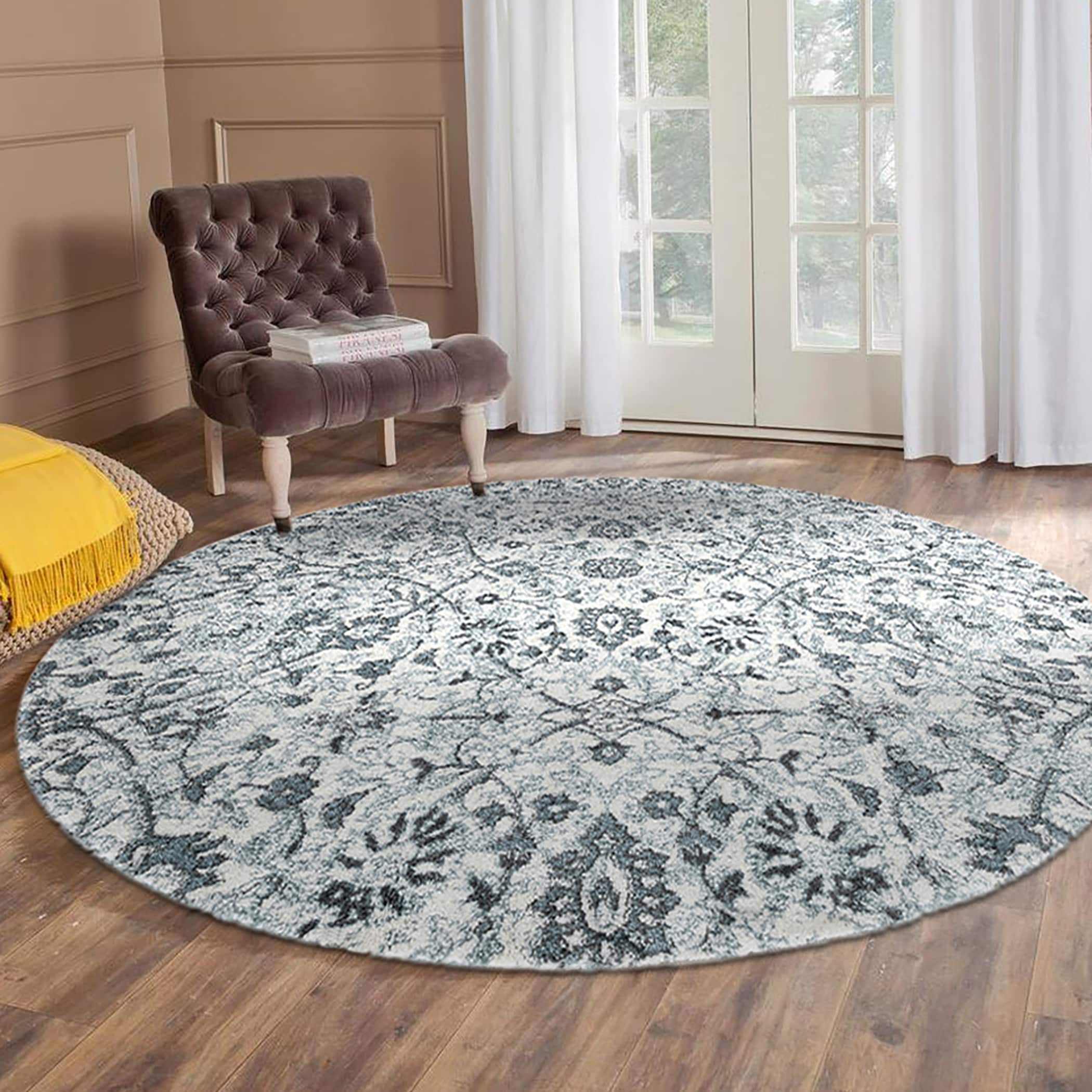 Aurelia Wilton Woven Transitional Light Blue Round Rug 6 X 6