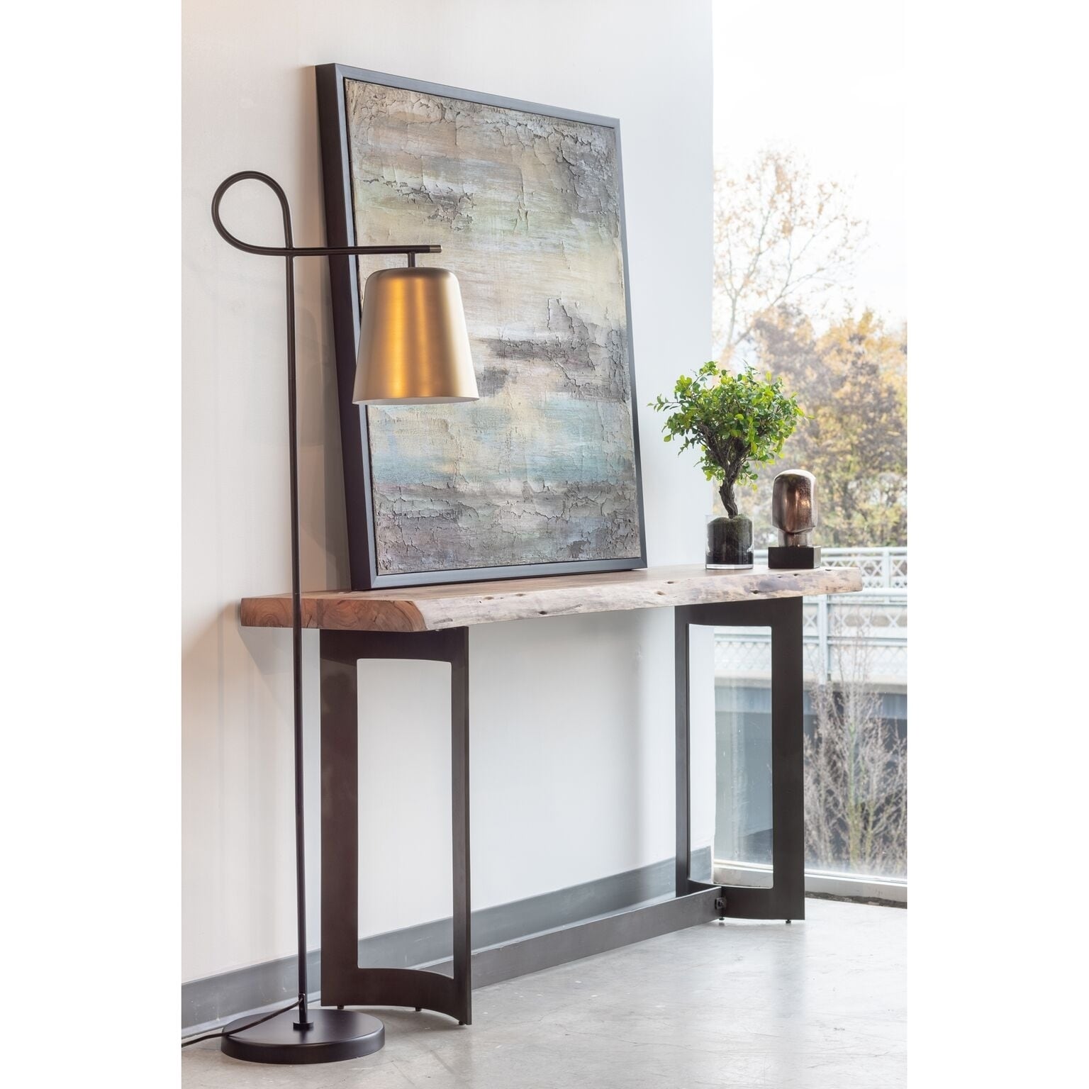 Aurelle Home Brown Live Edge Rustic Console Table