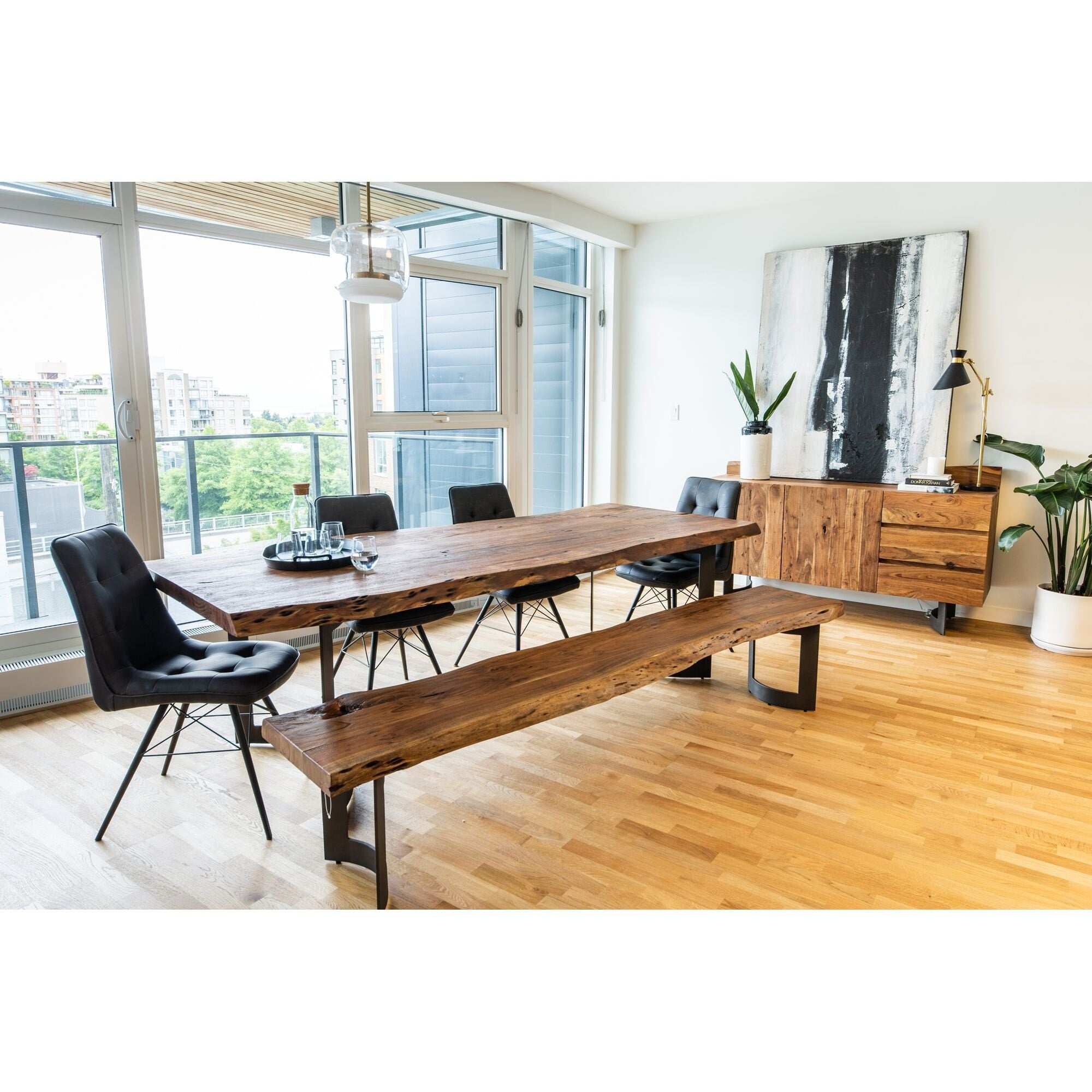 Aurelle Home Curve Solid Rustic Farmhouse Dining Table Brown