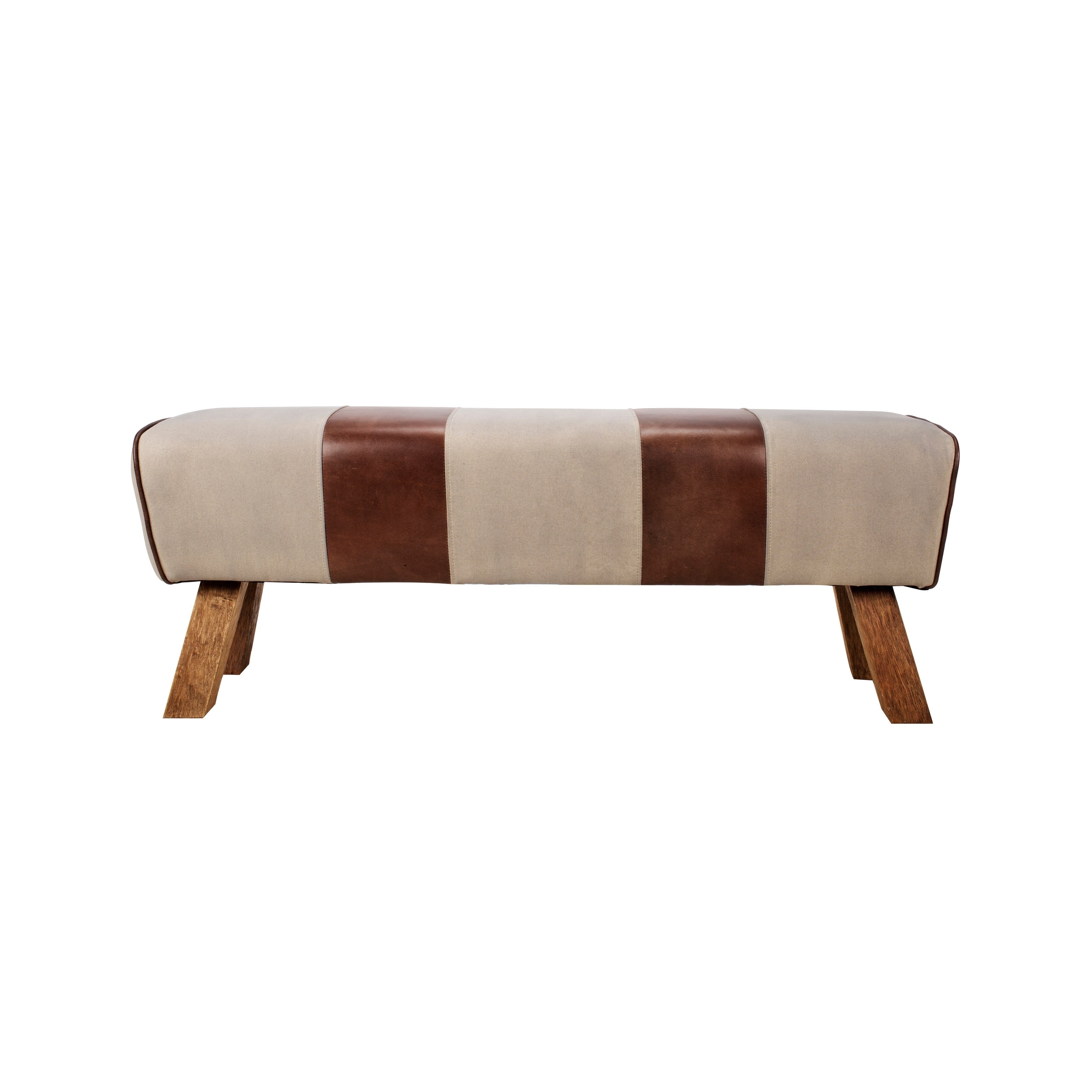 Aurelle Home Modern Eclectic Leather And Canvas Bench