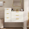 Aurelle Modern Floating Bathroom Vanity Set With Side Storage Cabinet Ceramic Sink And Soft Close Drawers By Gdfstudio