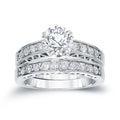 Auriya Modern 1 1 2Ct Tdw Round Diamond Engagement Ring Set 14K White Gold Certified