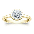Auriya 18K Gold Gia Certified 1.50Ct Tdw Solitaire Bezel Set Diamond Engagement Ring