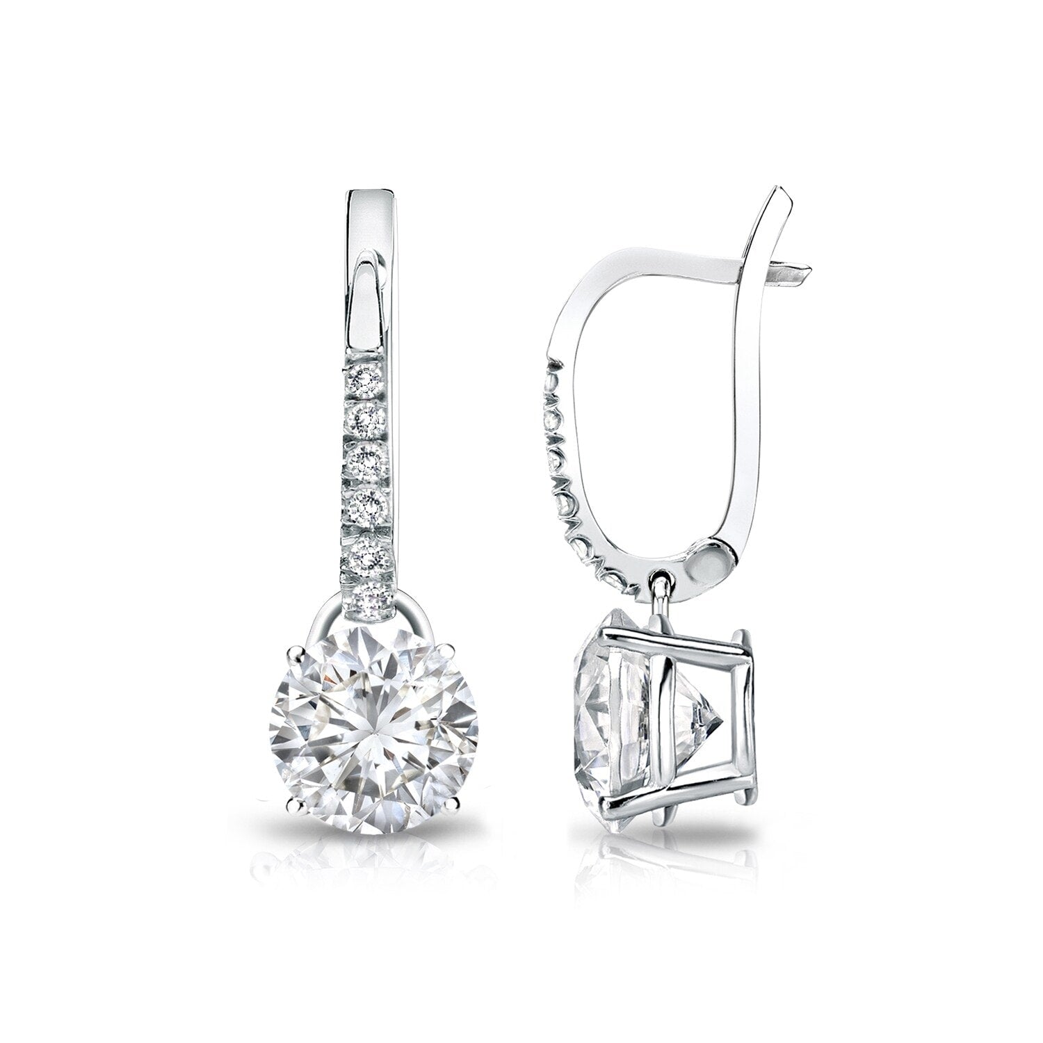 Auriya 1 1 4Ctw Round Diamond Dangle Earrings 14K Gold H I Si1 Si2
