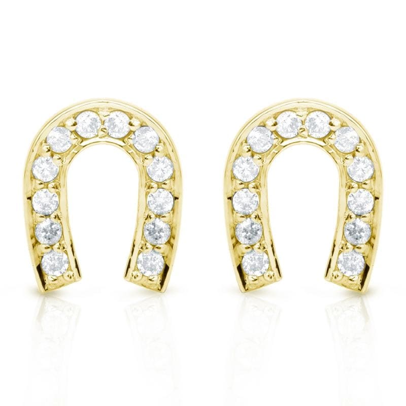 10K Gold 1 10 To 1 3Ct Tdw Diamond Horseshoe Stud Earrings