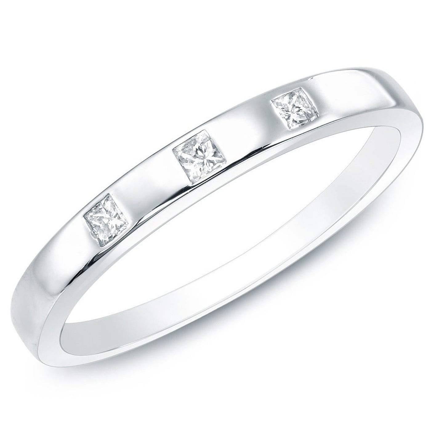 Auriya Stackable 1 10Ct Princess Diamond Accent Wedding Band 10K Gold