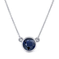 Auriya 1 2 Carat Round Bezel Set Solitaire Blue Sapphire Necklace 14K Gold