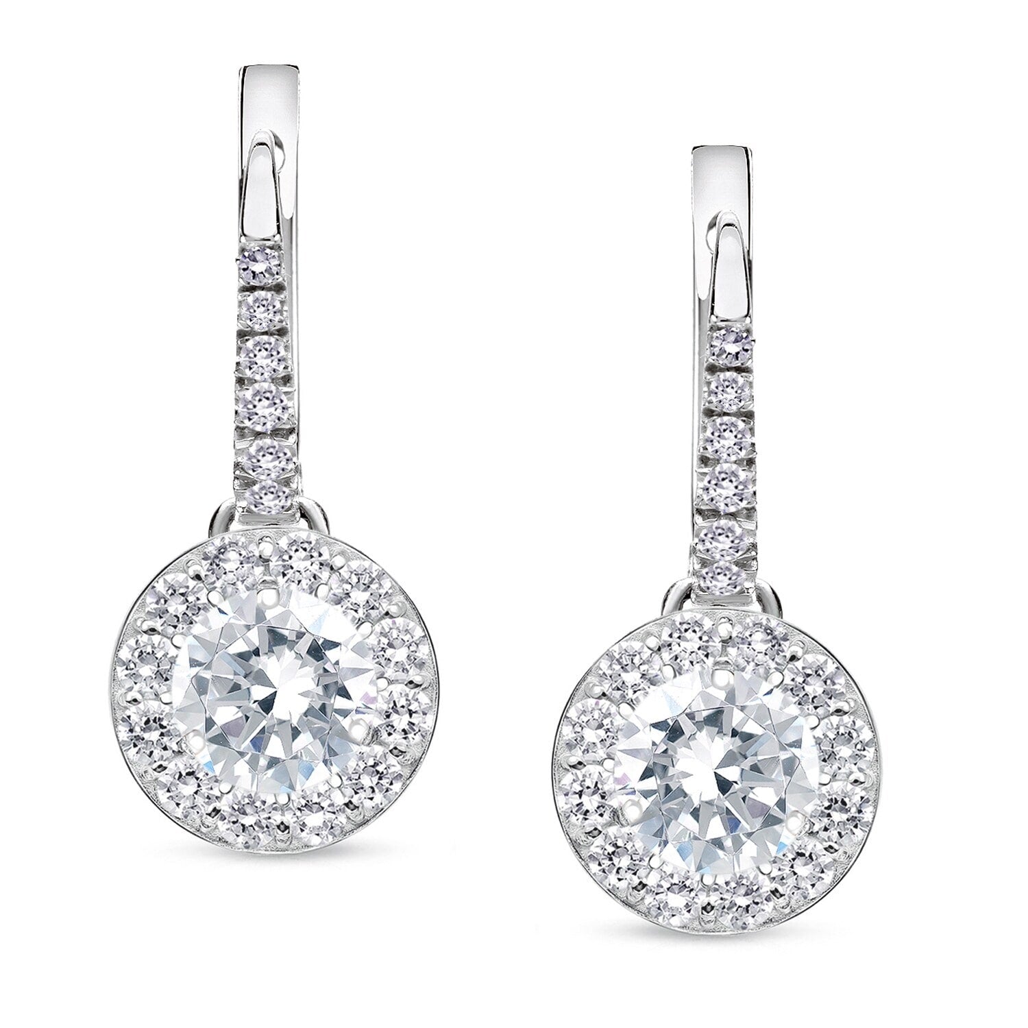 Auriya 14K White Gold 1 2Ct To 2Ct Tdw Round Halo Diamond Dangle Earrings