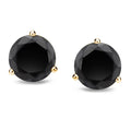 Auriya 1 2Ct To 4Ct Tw Round Black Diamond Stud Earrings 14K Yellow Gold 3 Prong Martini