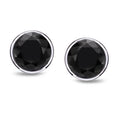 Auriya 1 2Ct To 4Ct Tdw Round Black Diamond Stud Earrings 14K White Gold Bezel Set
